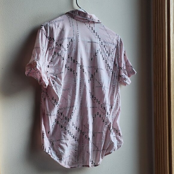 Victoria's Secret Pink/Black Cotton Blend Button Down Pajama Shirt Size Small - Picture 13 of 16